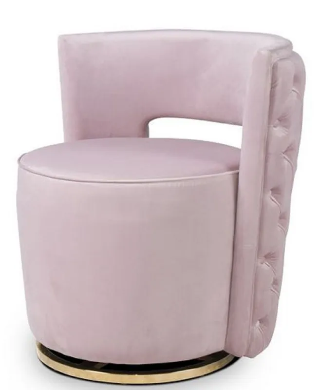 Begrenztes Angebot Casa Padrino Sillón Giratorio Chesterfield de Lujo Rosa 65 x 58 x H. 69 cm - Sillón de Terciopelo - Muebles de Lujo