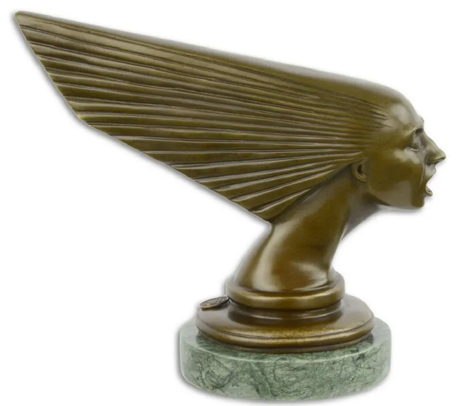 Meistverkauft Casa Padrino figura de bronce de lujo espíritu del viento bronce / verde 20,3 x 10,2 x H. 17,2 cm - Escultura Art Deco de Bronce con Base de Mármol