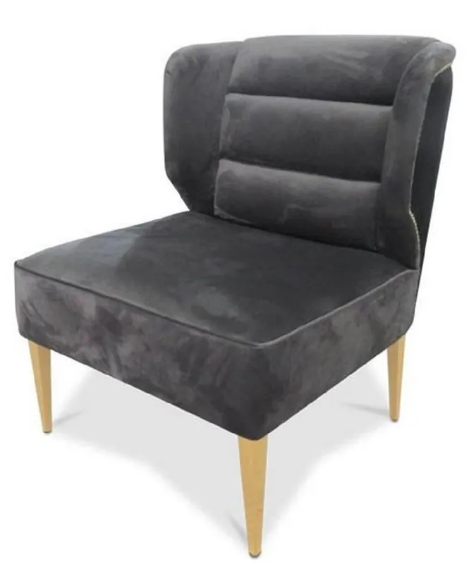 Finale Aktion Casa Padrino sillón de terciopelo de lujo gris oscuro / negro / oro 70 x 74 x H. 83 cm - Muebles para Sala de Estar