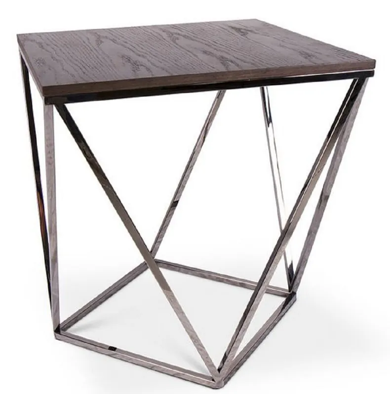 Top-Angebot Casa Padrino mesa auxiliar de diseño marrón / plata 57 x 57 x H. 60 cm - Mesa con Placa de Chapa de Roble Teñida - Muebles de Sala - Calidad de Lujo