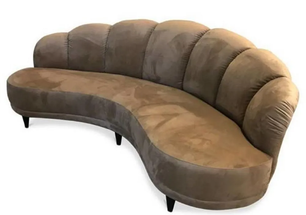 Casa Padrino sofá de lujo avellana marrón / negro 231 x 124 x H. 85 cm - Sofá de Terciopelo Curvado - Muebles de Sala Preis Gesenkt
