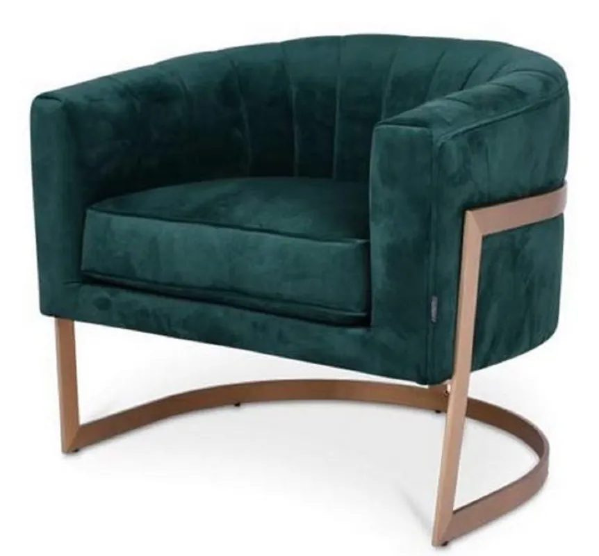 Casa Padrino sillón de terciopelo de lujo verde oscuro / cobre 70 x 66 x H. 68 cm - Muebles de Salón de Diseño Solange Der Vorrat Reicht