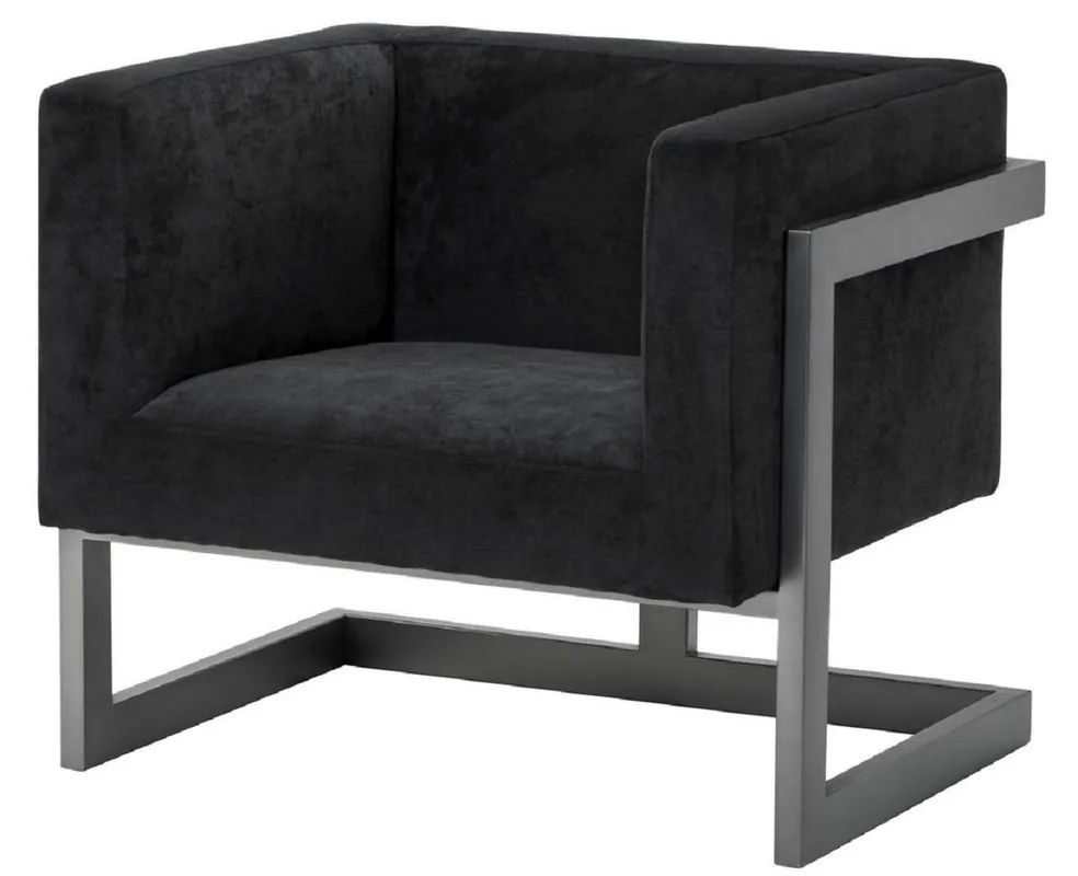 Neue Kollektion Casa Padrino sillón de club de lujo de terciopelo negro / bronce 86 x 70 x H. 74 cm - Calidad de Lujo