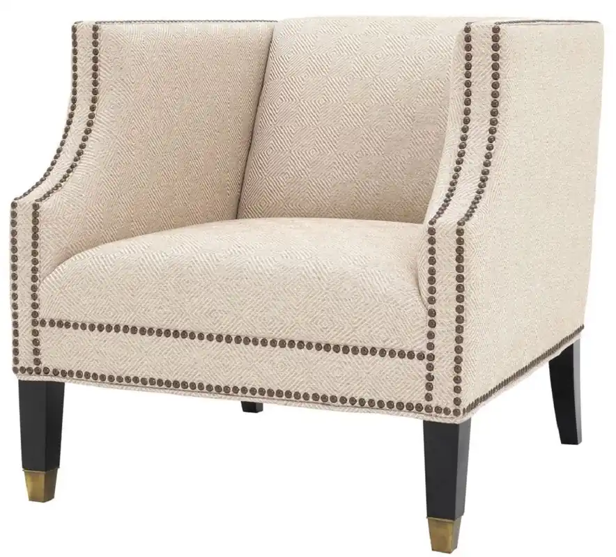 Günstig Casa Padrino sillón de salón de lujo arena / negro / latón 75 x 80 x H. 75 cm - Muebles de Lujo