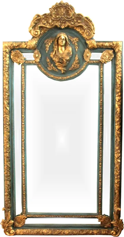 Sonderaktion Grand Casa Padrino Baroque Mirror Green Gold Maria Motif - Barroco Muebles de estilo antiguo
