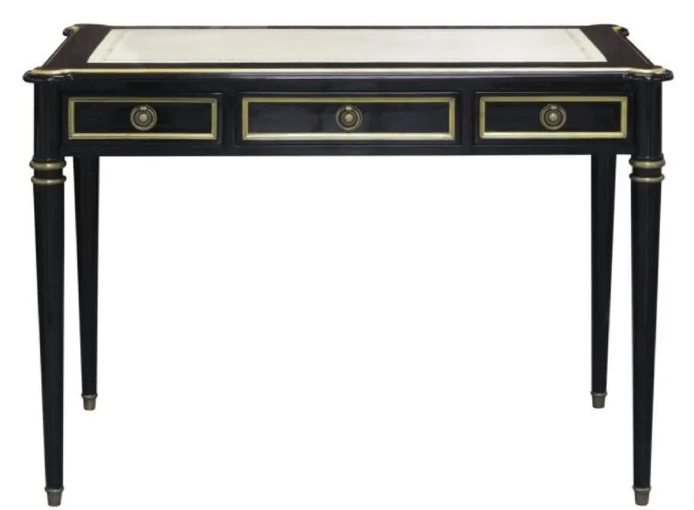 Casa Padrino escritorio barroco con 3 cajones negro / blanco / oro 108 x 61 x H. 77 cm - Muebles de Oficina Barrocos Saisonangebot