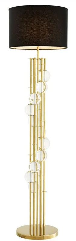 Bestpreis Casa Padrino lámpara de pie de lujo oro / negro Ø 48 x H. 176 cm - Lámpara de Diseño con Cristal - Lámpara de Salón de Lujo