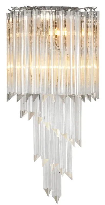 Preiswert Casa Padrino lámpara de pared de vidrio de lujo plata / vidrio transparente 30 x 14,5 x H. 64,5 cm - Luz de Salón - Calidad de Lujo