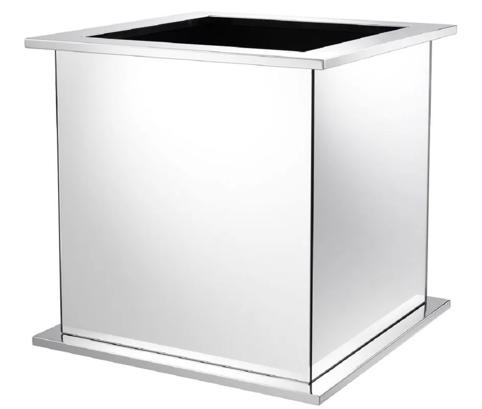 Casa Padrino maceta de lujo plata 50 x 50 x H.49 cm - Macetero de Acero Inoxidable con Vidrio Espejo Günstig