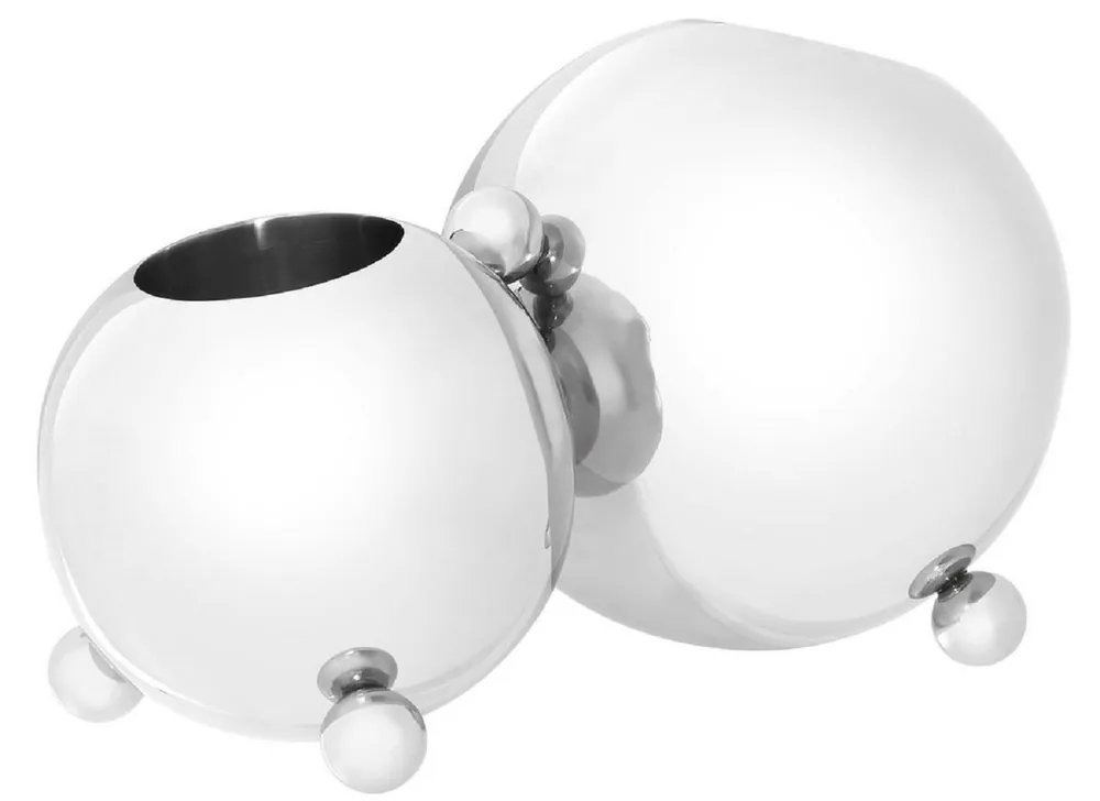 Markenware Casa Padrino titular de la botella de acero inoxidable de diseño plata 45 x 25,5 x H. 25,5 cm - Portabotellas para 2 Botellas - Accesorios de Lujo