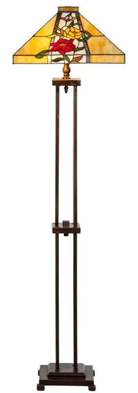 Geprüft Casa Padrino Lámpara de Pie Tiffany de Lujo Marrón / Multicolor 40 x 40 x H. 145 cm - Lámpara Tiffany Hecha a Mano de 352 Partes