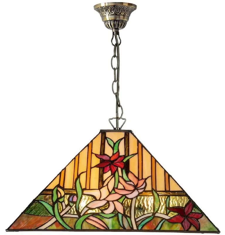 Knallerangebot Casa Padrino Lámpara Colgante Tiffany de Lujo Multicolor 40 x 40 x H. 95 cm - Lámpara Colgante Tiffany con Vidrio Hecha a Mano