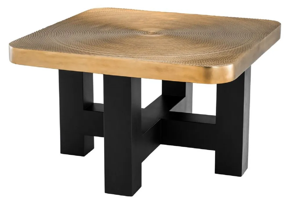 Casa Padrino mesa de centro de lujo latón / negro 64 x 64 x H. 40 cm - Mesa de centro de lujo con plato de mesa en diseño de disco de árbol - Muebles de salón de lujo Sonderangebot