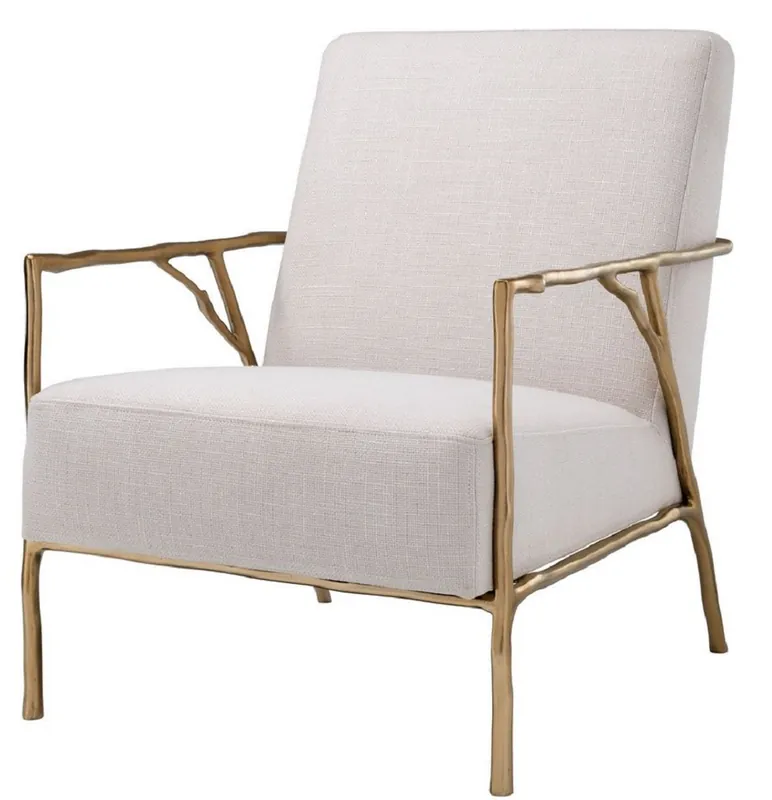 Casa Padrino sillón de lujo natural / oro 63 x 81 x H. 82 cm - Sillón de Salón - Muebles de Lujo Meistverkauft