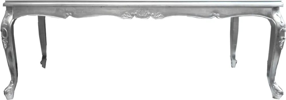 Casa Padrino mesa de comedor barroca de lujo con tapa de vidrio plata 200 x 100 x H. 81 cm - Mesa de Comedor Hecha a Mano - Hecho en Italia - Colección de Lujo Begrenztes Angebot