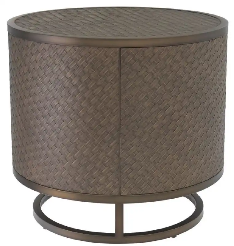 Begrenztes Angebot Casa Padrino mesa auxiliar de lujo bronce Ø 55 x H. 50,5 cm - Mesa Redonda de Chapa de Roble con Marco de Acero Inoxidable - Muebles de Salón de Lujo