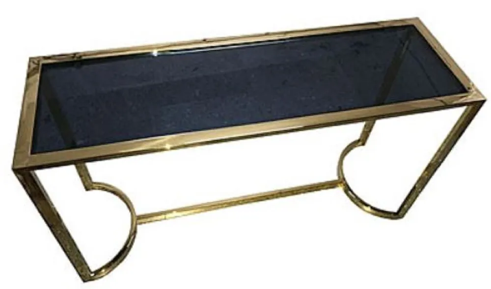 Top-Preis Casa Padrino Consola de Lujo Oro / Negro 140 x 45 x H. 78 cm - Mesa Consola de Acero Inoxidable con Tapa de Vidrio Tintado