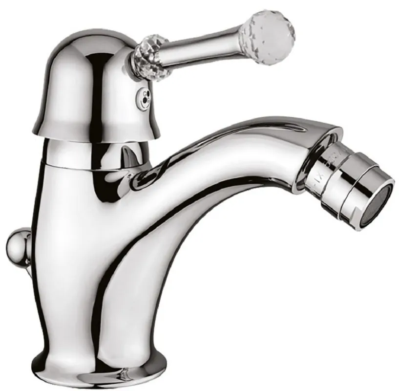 Casa Padrino grifo de lavabo de lujo con cristal Swarovski plata H. 14 cm - Mezclador Monomando para Lavabo - Accesorios de Baño de Lujo Neuheit