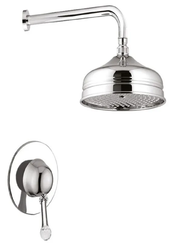 Kracherpreis Casa Padrino conjunto de grifos de ducha de lujo con cristal Swarovski plata - Mezclador Monomando con Ducha de Cabeza - Conjunto de Ducha