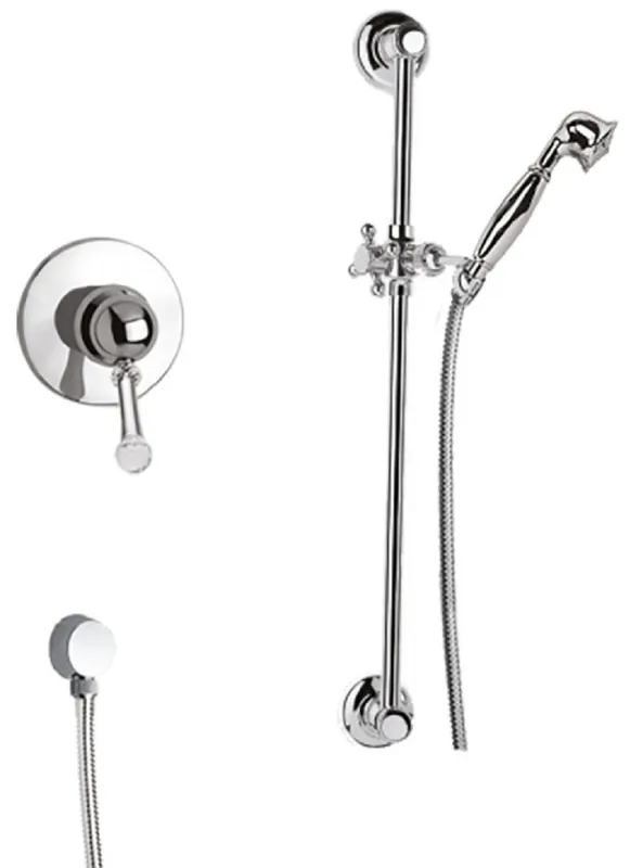 Markenprodukt Casa Padrino conjunto de grifos de ducha de lujo con cristal Swarovski plata - Mezclador Monomando con Barra de Ducha y Ducha de Mano - Conjunto de Ducha para Baño