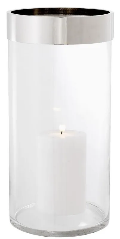 Schnäppchen Casa Padrino portavela de lujo plata Ø 20,5 x H. 41,5 cm - Portavela Redondo de Vidrio con Anillo de Aluminio - Calidad de Lujo