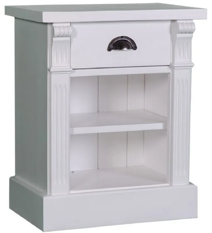 Heißes Angebot Casa Padrino mesita de noche de estilo campestre con cajón y estante gris claro 49 x 33 x H. 60 cm - Cómoda de Madera Maciza - Armario de Noche - Muebles de Dormitorio de Estilo Campestre