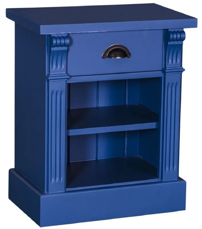 Aktuell Casa Padrino mesita de noche de estilo campestre con cajón y estante azul 49 x 33 x H. 60 cm - Cómoda de Madera Maciza - Armario de Noche - Muebles de Dormitorio de Estilo Campestre