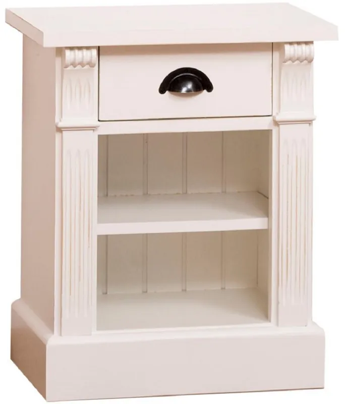 Casa Padrino mesita de noche de estilo campestre con cajón y estante crema 49 x 33 x H. 60 cm - Cómoda de Madera Maciza - Armario de Noche - Muebles de Dormitorio de Estilo Campestre Neue Kollektion