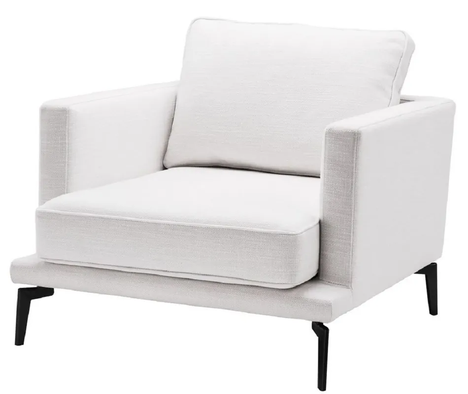 Sonderaktion Casa Padrino Sillón de Lujo Blanco / Negro 91 x 99 x H. 82 cm - Sillón de Salón - Muebles de Salón de Lujo