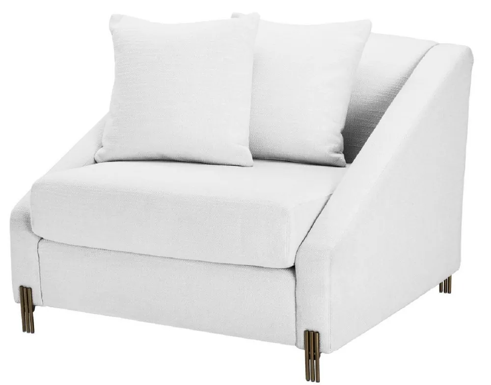 Begrenztes Angebot Casa Padrino sillón de lujo blanco / latón 88 x 94 x H. 73 cm - Sillón de Salón con 2 Cojines - Muebles de Lujo