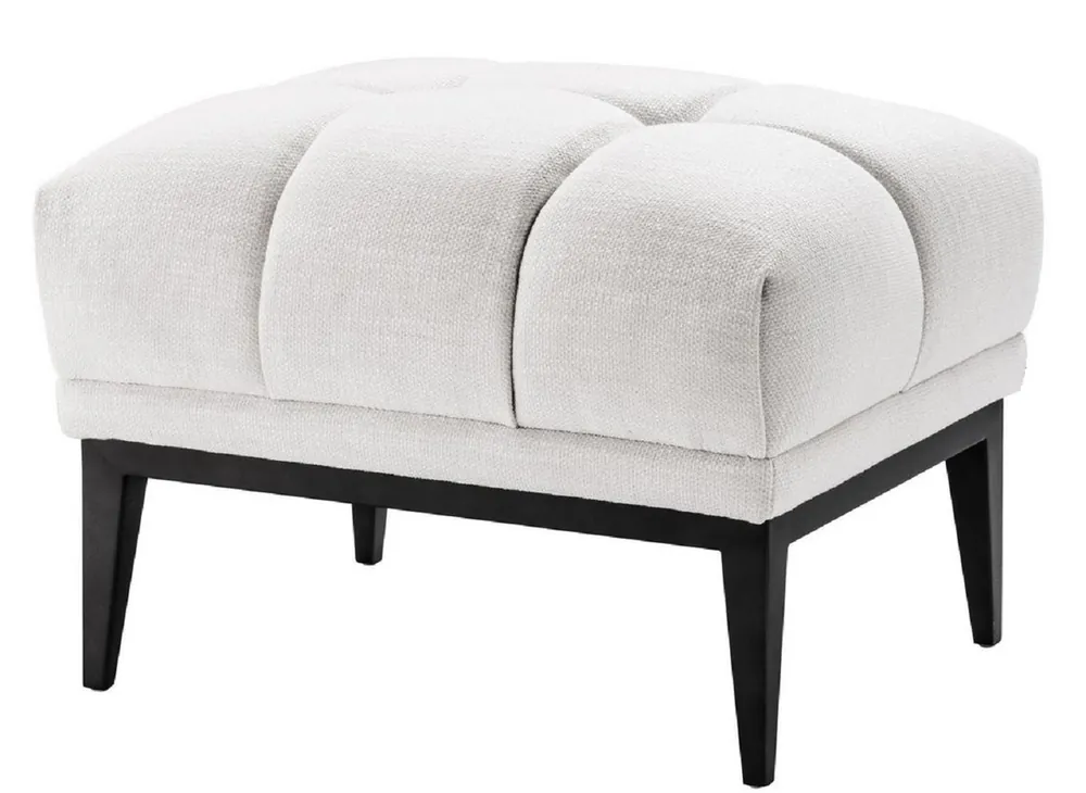 Nur Heute Casa Padrino taburete de pie de lujo blanco / negro 65 x 53 x H. 44 cm - Taburete Rectangular con Patas de Acero Inoxidable - Muebles de Salón
