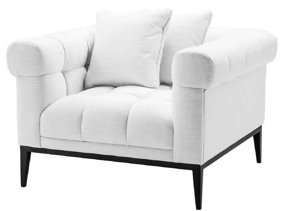 Casa Padrino Sillón de Lujo Blanco / Negro 102 x 98 x H. 69 cm - Sillón de Salón con 2 Cojines - Muebles de Salón - Muebles de Lujo Preisreduziert