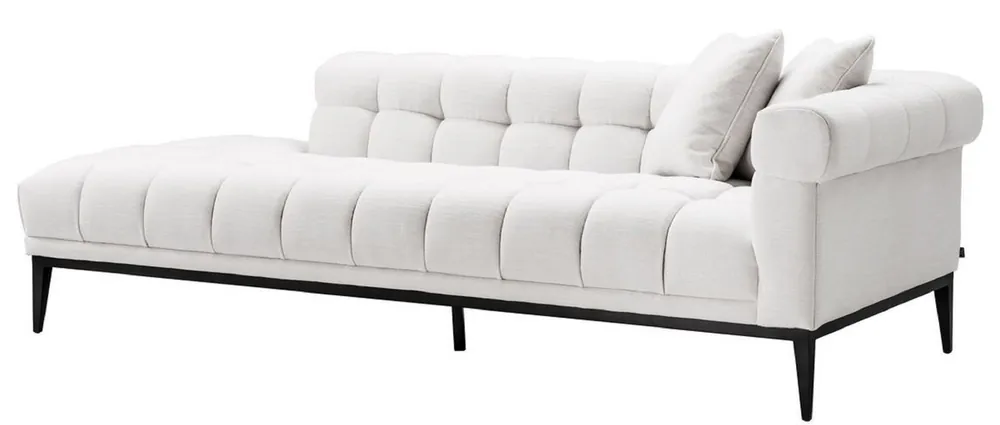 Letzte Chance Casa Padrino sofá lounge de lujo blanco / negro 223 x 98 x H. 69 cm - Sofá de Salón Lado Derecho con 2 Almohadas - Calidad de Lujo