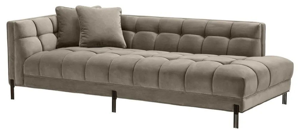 Casa Padrino sofá lounge de lujo greige / negro 223 x 95 x H. 68 cm - Sofá de Sala del Lado Izquierdo con Terciopelo Fino y 2 Almohadas Saisonangebot