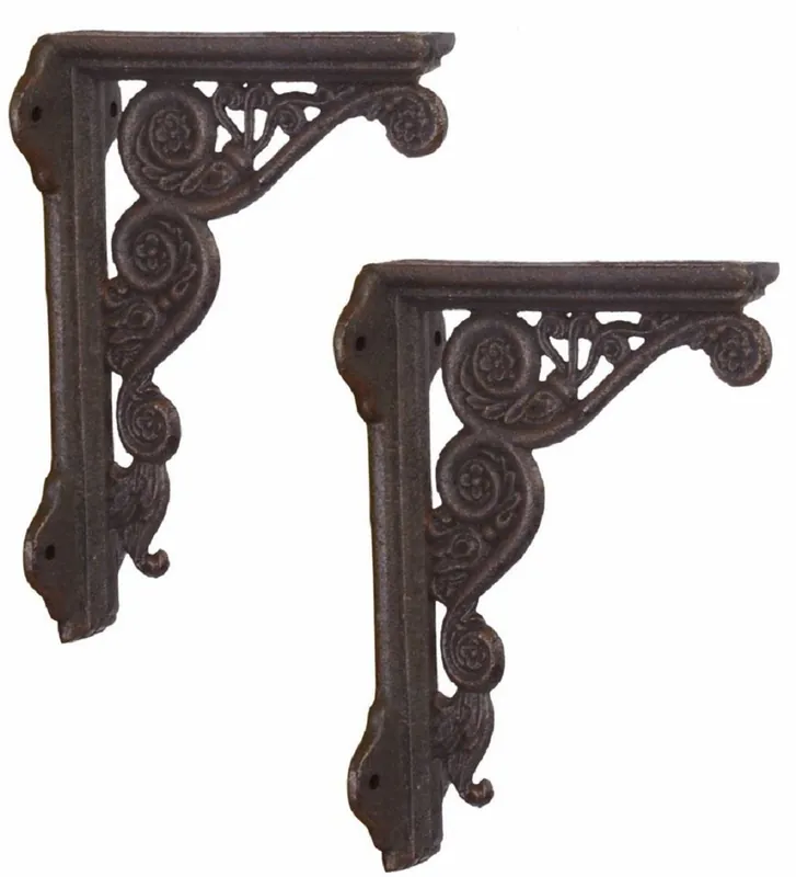 Preisreduziert Casa Padrino Conjunto de Soporte de Pared Art Nouveau de Hierro Fundido Marrón Oscuro Antiguo 13,7 x H. 19,6 cm - Decoración de Pared - Accesorios Deco