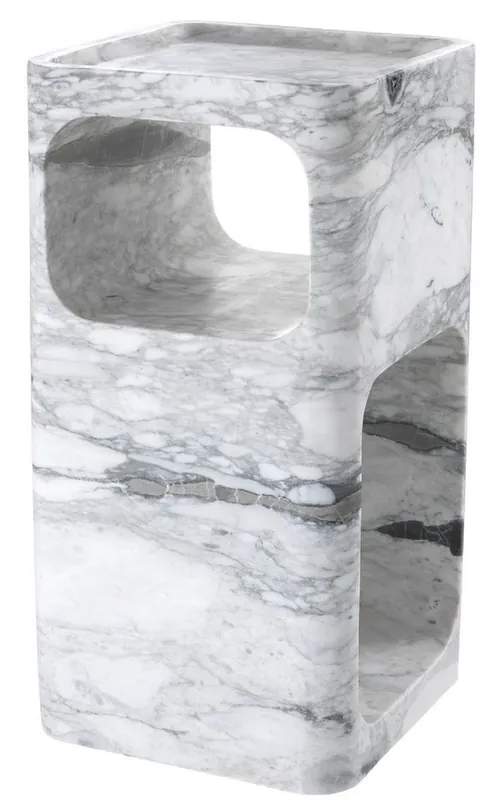 Top-Angebot Casa Padrino mesa auxiliar de diseño de mármol blanco 28 x 28 x H. 55 cm - Muebles de Sala - Muebles de Diseño
