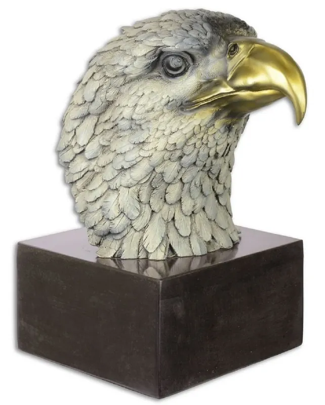 Casa Padrino escultura de bronce de lujo cabeza de águila multicolor / negro 19,6 x 28 x H. 31,3 cm - Figura de Bronce con Base de Mármol - Accesorios Deco Preis Gesenkt