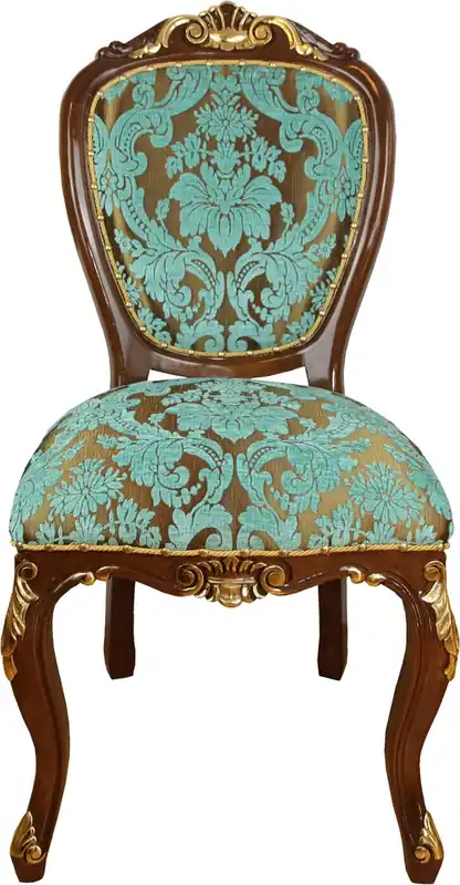 Silla de comedor de lujo barroca Casa Padrino Aspecto antiguo turquesa / marrón-dorado - Muebles de hotel de lujo - Hecho en Italia Neuheit