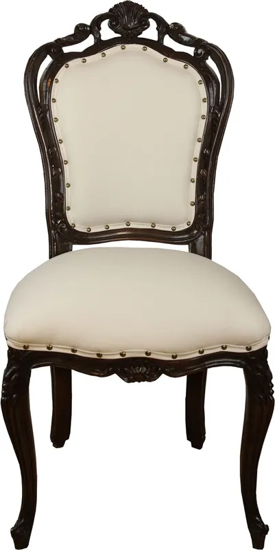 Silla de comedor barroca de lujo Casa Padrino en crema claro / marrón - taburete Hotel Baroque - calidad de lujo Nur Für Kurze Zeit