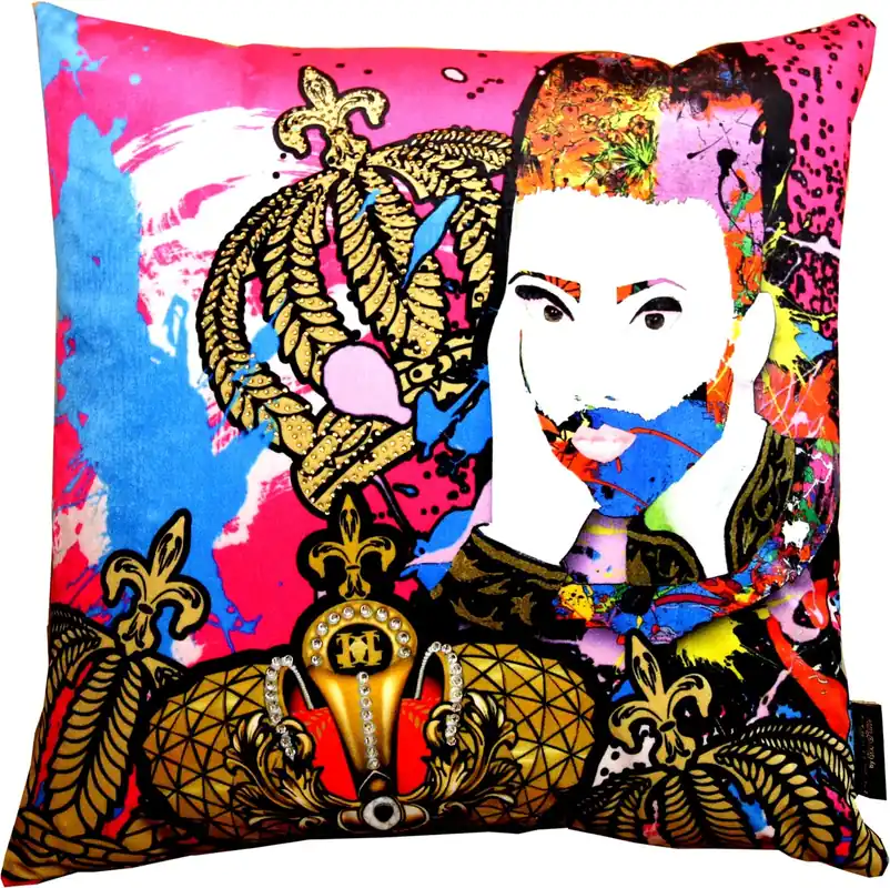 Cojín de diseño Harald Glööckler Pompöös de Casa Padrino Face - Colección de arte - Direkt Vom Hersteller