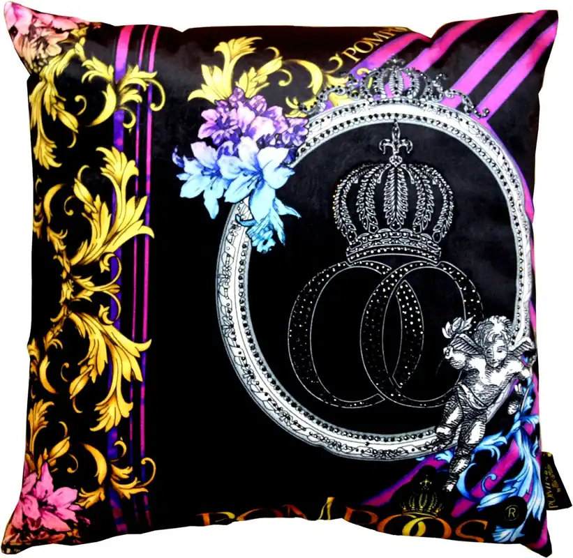 Preisreduziert Cojín de diseño Harald Glööckler Pompöös de Casa Padrino con diamantes de imitación Púrpura / Negro - Art Collection -