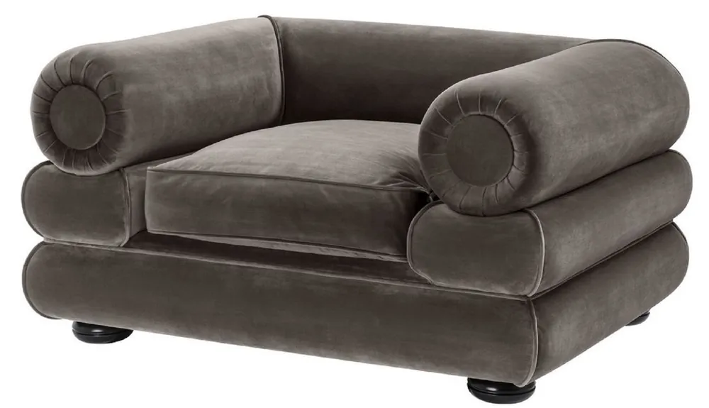 Versand Am Gleichen Tag Casa Padrino sillón de terciopelo de lujo gris / negro 120 x 96 x H. 65 cm - Sillón de Salón - Calidad de Lujo