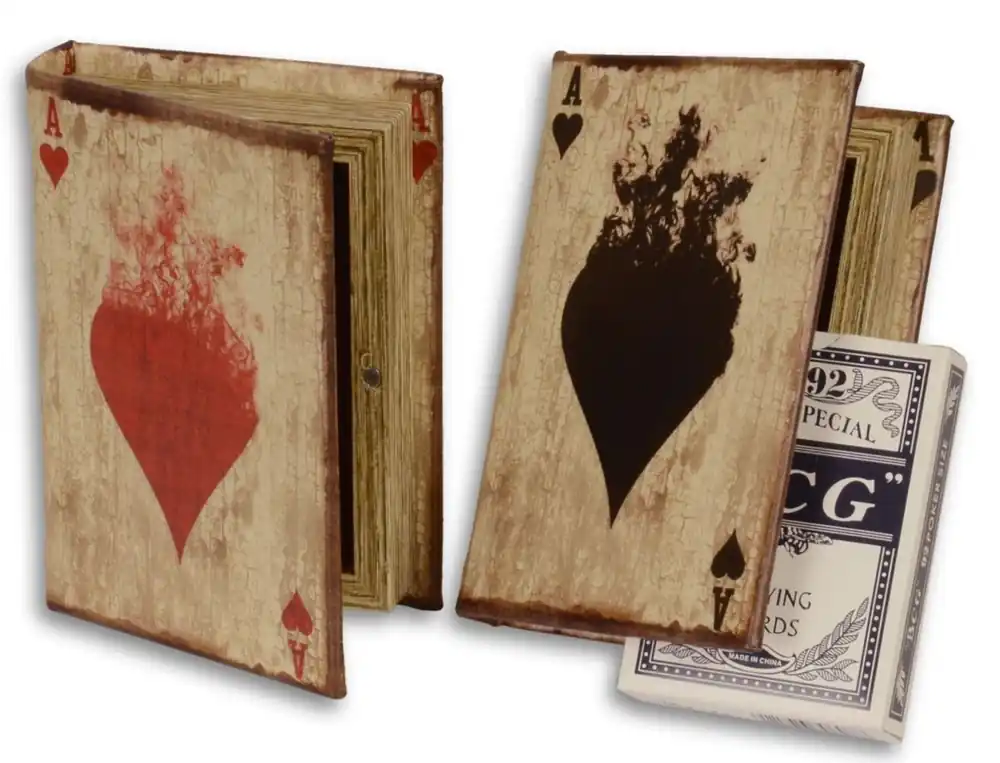 Casa Padrino cajas de naipes deco en óptica libros natural antiguo 9,5 x 3 x H 13,7 cm - Accesorios Deco Mega-Angebot