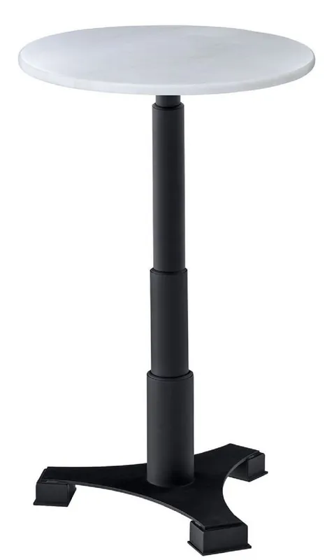 Casa Padrino mesa de bar de lujo blanco / negro Ø 60 x H. 110 cm - Mesa de Bar con Encimera Redonda de Mármol - Muebles de Bar Sofort Bestellen