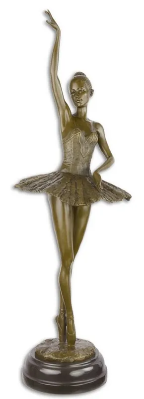 Abverkauf Casa Padrino escultura de bronce de lujo con base de mármol bailarina bronce / negro 22 x 20,4 x H. 66,5 cm - Figura de Bronce - Figura Deco - Accesorios de Decoración