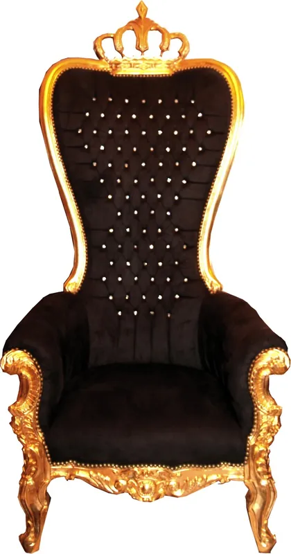Schneller Versand Majestic Harald Glööckler Sillón de trono barroco de lujo Pompöös by Casa Padrino Black / Gold