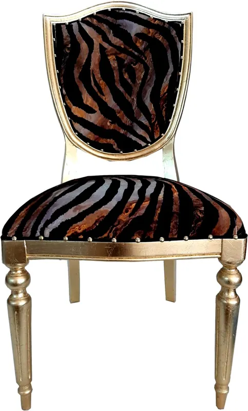Sonderangebot Casa Padrino Art Deco Luxury Dining Chair Leopard / Gold - Muebles de hotel de lujo