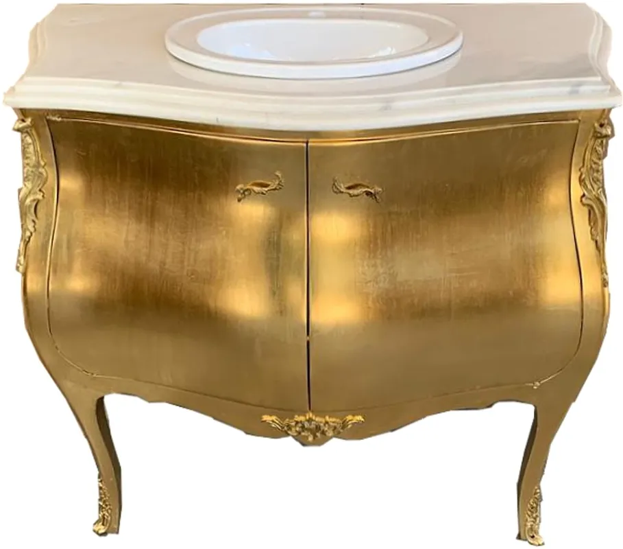 Tocador de lavabo barroco de lujo Casa Padrino dorado con encimera de mármol - muebles de baño barrocos de lujo Billig