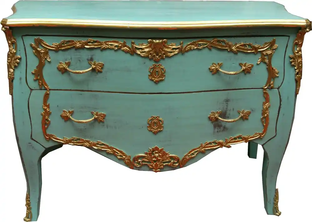 Nur Heute Tocador barroco Casa Padrino Turquesa / Oro Estilo antiguo 130 cm - Hecho a mano de madera maciza - Edición limitada