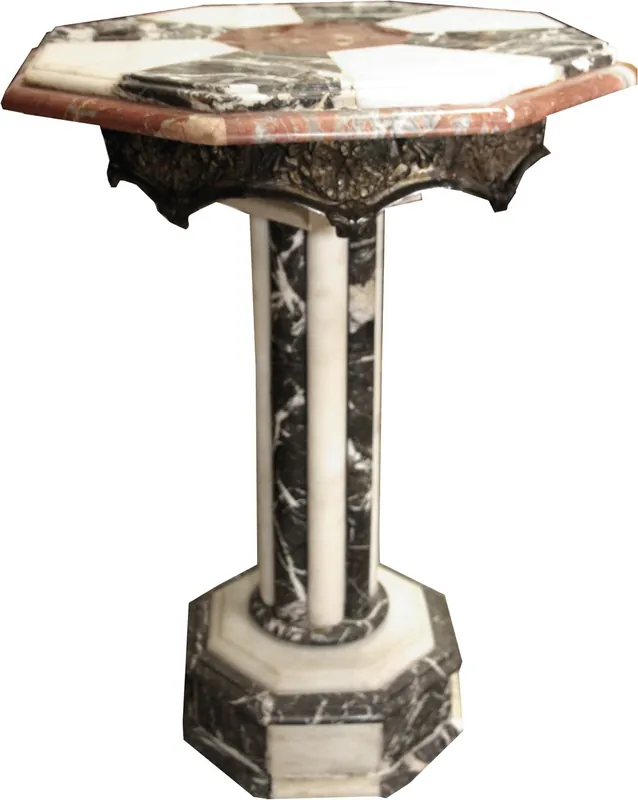 Mesa auxiliar de mármol barroco Casa Padrino con adornos de latón - Mesa de mármol - Muebles neoclásicos art déco Neu